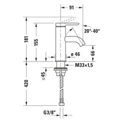 Duravit C.1 Einhebel-Waschtischmischer S FreshStart und MinusFlow, Chrom, 4l/min,... DURAVIT-C11013002010 4067116370447 (Abb. 1)