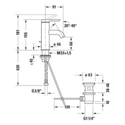Duravit C.1 Einhebel-Waschtischmischer S FreshStart und MinusFlow, Mattschwarz, 4... DURAVIT-C11013001046 4067116370430 (Abb. 1)
