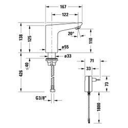Duravit Waschtischmischer elektronisch Sensor 1 Temperaturregulierung Ausladung 1... DURAVIT-SE1094017010 4067116361148 (Abb. 1)