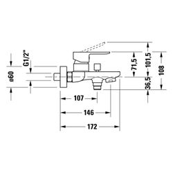 Duravit D-Code Einhebel-Wannenmischer Aufputz, Chrom, Anschlussart S-Anschlüsse, ... DURAVIT-DC5230001010 4067116367553 (Abb. 1)