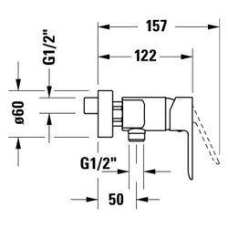 Duravit D-Code Einhebel-Brausemischer Aufputz, Chrom, Anschlussart S-Anschlüsse, ... DURAVIT-DC4230001010 4067116367522 (Abb. 1)