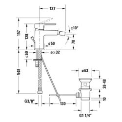 Duravit D-Code Einhebel-Bidetmischer, Chrom Hochglanz, Mattschwarz, Höhe 128mm, A... DURAVIT-DC2400011046 4067116367515 (Abb. 1)