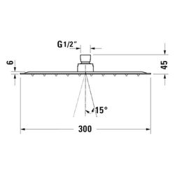 Duravit Kopfbrause Gold poliert Edelstahl Eckig 300x300mm 26l/min Rain Decken-/Wa... DURAVIT-UV0660031034 4067116374889 (Abb. 1)