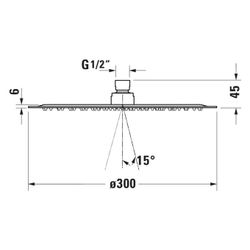 Duravit Kopfbrause Gold poliert Edelstahl Rund d. Kopfbrause 300mm 25 5l/min Rain... DURAVIT-UV0660020034 4067116374858 (Abb. 1)