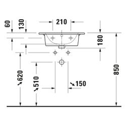 Duravit ME by Starck Waschtisch 430x530x180mm WonderGliss Weiß Hochglanz, Rechteck... DURAVIT-23365300001 4063382002082 (Abb. 1)