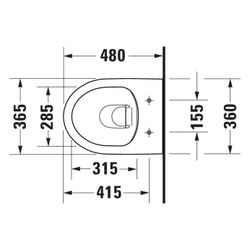 Duravit No.1 Wand-WC 480x365x400mm, Weiß Hochglanz, 4,5l, Tiefspüler, rimless, waag... DURAVIT-2575090000 4053424912387 (Abb. 1)