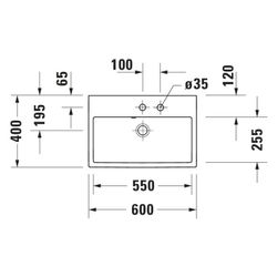 Duravit Vero Air Waschtisch 400x600x160mm, Compact, Weiß Hochglanz, Rechteckig, 1 H... DURAVIT-2368600000 4063382007407 (Abb. 1)