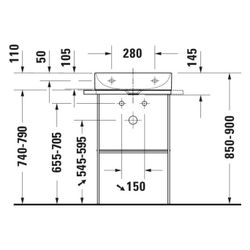 Duravit DuraSquare Metallkonsole 380x565x740-790mm variabel, Mattschwarz, bodensteh... DURAVIT-0031324600 4063382040848 (Abb. 1)