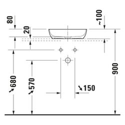 Duravit Sivida Aufsatzbecken mit Konsole 500x1280x123mm Eckig 1 Becken 1 Waschplatz... DURAVIT-268020FH00 4067116431735 (Abb. 1)