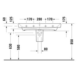 Duravit No.1 Waschtisch 460x1000x173mm wandhäng., Weiß Hochglanz, Rechteckig, 1 Wa... DURAVIT-23751000002 4067116994384 (Abb. 1)