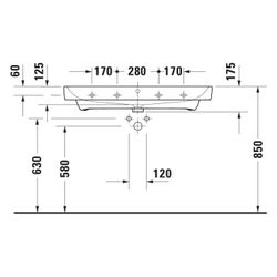 Duravit No.1 Waschtisch 460x1000x173mm wandhäng., Weiß Hochglanz, Rechteckig, 1 Wa... DURAVIT-23751000002 4067116994384 (Abb. 1)