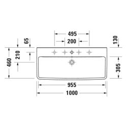 Duravit No.1 Waschtisch 460x1000x173mm wandhäng., Weiß Hochglanz, Rechteckig, 1 Wa... DURAVIT-23751000002 4067116994384 (Abb. 1)