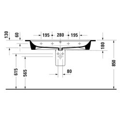 Duravit ME by Starck Waschtisch 490x1230x180mm wh, Weiß SM, Rechteckig, WonderGlis... DURAVIT-23611232241 4053424917757 (Abb. 1)