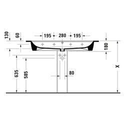 Duravit ME by Starck Waschtisch 490x1230x180mm wh, Weiß SM, Rechteckig, WonderGlis... DURAVIT-23611232241 4053424917757 (Abb. 1)