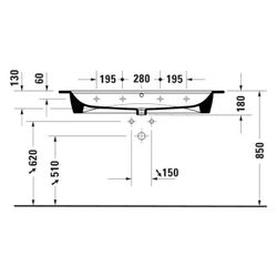 Duravit ME by Starck Waschtisch 490x1230x180mm wh, Weiß SM, Rechteckig, WonderGlis... DURAVIT-23611232241 4053424917757 (Abb. 1)
