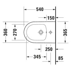 Duravit White Tulip Wandbidet 540x370x315mm, Weiß Hochglanz, 1 HL, HLB, Überlauf, v... DURAVIT-2293150000 4053424980379 (Abb. 1)
