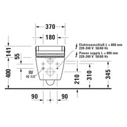 Duravit ME by Starck Wand-WC für Dusch-WC-Sitz 570x370x360mm Weiß Hochglanz, 4,5l, ... DURAVIT-2579592000 4063382124791 (Abb. 1)