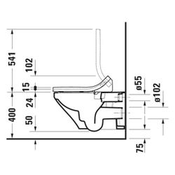 Duravit DuraStyle Wand-WC für Dusch-WC-Sitz 620x376x350mm, Weiß Hochglanz, 4,5l, W... DURAVIT-25425900001 4021534924309 (Abb. 1)