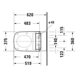 Duravit DuraStyle Wand-WC für Dusch-WC-Sitz 620x376x350mm, Weiß Hochglanz, 4,5l, W... DURAVIT-25425900001 4021534924309 (Abb. 1)
