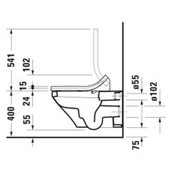 Duravit DuraStyle Wand-WC für Dusch-WC-Sitz 620x376x355mm Weiß Hochglanz, 4,5l, Wo... DURAVIT-25375900001 4021534854460 (Abb. 1)