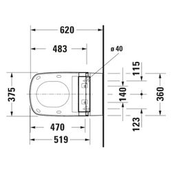 Duravit DuraStyle Wand-WC für Dusch-WC-Sitz 620x376x355mm Weiß Hochglanz, 4,5l, Wo... DURAVIT-25375900001 4021534854460 (Abb. 1)