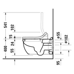 Duravit Starck 3 Wand-WC für Dusch-WC-Sitz 620x365x435mm, Weiß Hochglanz, 4,5l, Wo... DURAVIT-22265900001 4021534822162 (Abb. 1)