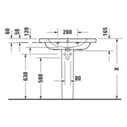 Duravit D-Code Waschtisch 480x800x165mm wandhäng. Weiß Hochglanz Rund 1 WP M 1 HL ... DURAVIT-23998000002 4067116379457 (Abb. 1)