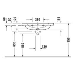 Duravit D-Code Waschtisch 480x800x165mm wandhäng. Weiß Hochglanz Rund 1 WP M 1 HL ... DURAVIT-23998000002 4067116379457 (Abb. 1)