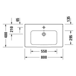 Duravit D-Code Waschtisch 480x800x165mm wandhäng. Weiß Hochglanz Rund 1 WP M 1 HL ... DURAVIT-23998000002 4067116379457 (Abb. 1)
