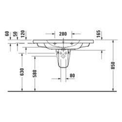 Duravit D-Code Waschtisch 480x1000x165mm Weiß Hochglanz Rund 1 Waschplatz/HL M mit... DURAVIT-23991000002 4067116379495 (Abb. 1)