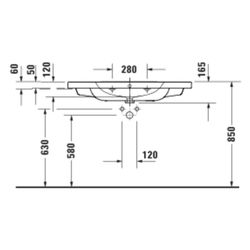 Duravit D-Code Waschtisch 480x1000x165mm Weiß Hochglanz Rund 1 Waschplatz/HL M mit... DURAVIT-23991000002 4067116379495 (Abb. 1)