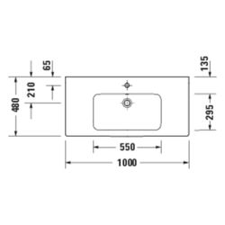 Duravit D-Code Waschtisch 480x1000x165mm Weiß Hochglanz Rund 1 Waschplatz/HL M mit... DURAVIT-23991000002 4067116379495 (Abb. 1)