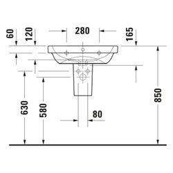 Duravit D-Code Waschtisch 460x600x165mm wandhäng. Weiß Hochglanz Rund 1 WP M 1 HL M... DURAVIT-2398600000 4067116338393 (Abb. 1)