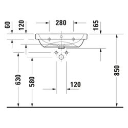 Duravit D-Code Waschtisch 460x600x165mm wandhäng. Weiß Hochglanz Rund 1 WP M 1 HL M... DURAVIT-2398600000 4067116338393 (Abb. 1)