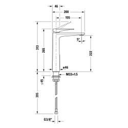 Duravit Tulum by Starck Einhebel-Waschtischmischer XL, Mattschwarz, 5l/min, Hebel... DURAVIT-TU1040002046 4063382961358 (Abb. 1)