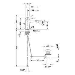 Duravit Tulum by Starck Einhebel-Bidetmischer, Chrom HG, Standmontage, Chrom, Höh... DURAVIT-TU2400001010 4063382961228 (Abb. 1)