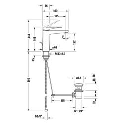 Duravit Tulum by Starck Einhebel-Waschtischmischer M, Chrom, 5l/min, mit Garnitur... DURAVIT-TU1020001010 4063382961037 (Abb. 1)