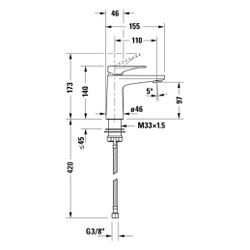 Duravit Tulum by Starck Einhebel-Waschtischmischer S, Chrom, 5l/min, Hebelgriff, ... DURAVIT-TU1010002010 4063382961020 (Abb. 1)