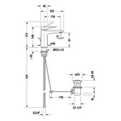 Duravit Tulum by Starck Einhebel-Waschtischmischer S, Chrom, 5l/min, mit Garnitur... DURAVIT-TU1010001010 4063382961013 (Abb. 1)