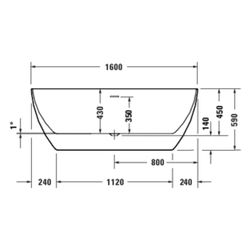 Duravit DuraKanto Badewanne 465x750x1600mm, 249l, Weiß glänz, Oval, Freistehen... DURAVIT-700560000000000 4067116007459 (Abb. 1)
