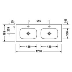 Duravit Sivida Waschtisch 485x1290x110mm Weiß Seidenmatt rechteckig 1 HL L/R ohne Ü... DURAVIT-2650043200 4067116415926 (Abb. 1)
