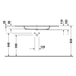 Duravit Sivida Waschtisch 485x1220x110mm Weiß Seidenmatt rechteckig 1 Waschplatz/HL... DURAVIT-2650033200 4067116415919 (Abb. 1)