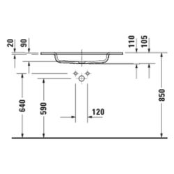 Duravit Sivida Waschtisch 485x820x110mm Weiß Seidenmatt rechteckig 1 Waschplatz/HL ... DURAVIT-2650013200 4067116415889 (Abb. 1)