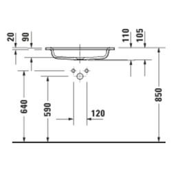 Duravit Sivida Waschtisch 485x620x110mm Weiß Seidenmatt rechteckig 1 Waschplatz/HL ... DURAVIT-2650003200 4067116415735 (Abb. 1)