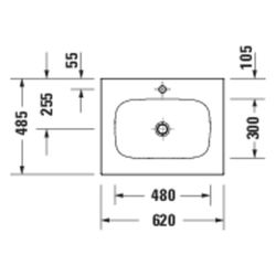 Duravit Sivida Waschtisch 485x620x110mm Weiß Seidenmatt rechteckig 1 Waschplatz/HL ... DURAVIT-2650003200 4067116415735 (Abb. 1)