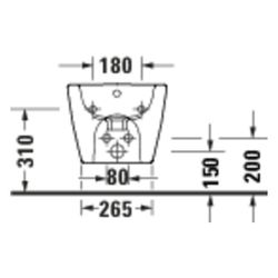 Duravit ME by Starck Wandbidet 540x370x290mm Weiß Hochglanz WonderGliss 1 HL mit H... DURAVIT-27241500001 4067116375565 (Abb. 1)