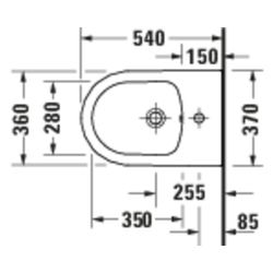 Duravit ME by Starck Wandbidet 540x370x290mm Weiß Hochglanz WonderGliss 1 HL mit H... DURAVIT-27241500001 4067116375565 (Abb. 1)