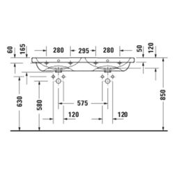 Duravit D-Code Doppelwaschtisch 480x1200x165mm wh, Weiß Hochglanz, Eckig, 2 Waschp... DURAVIT-24001200002 4067116379518 (Abb. 1)