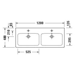 Duravit D-Code Doppelwaschtisch 480x1200x165mm wh, Weiß Hochglanz, Eckig, 2 Waschp... DURAVIT-24001200002 4067116379518 (Abb. 1)