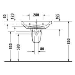Duravit D-Code Waschtisch 460x650x165mm wandhäng. Weiß Hochglanz Rund 1 WP M 1 HL M... DURAVIT-2398650000 4067116336597 (Abb. 1)
